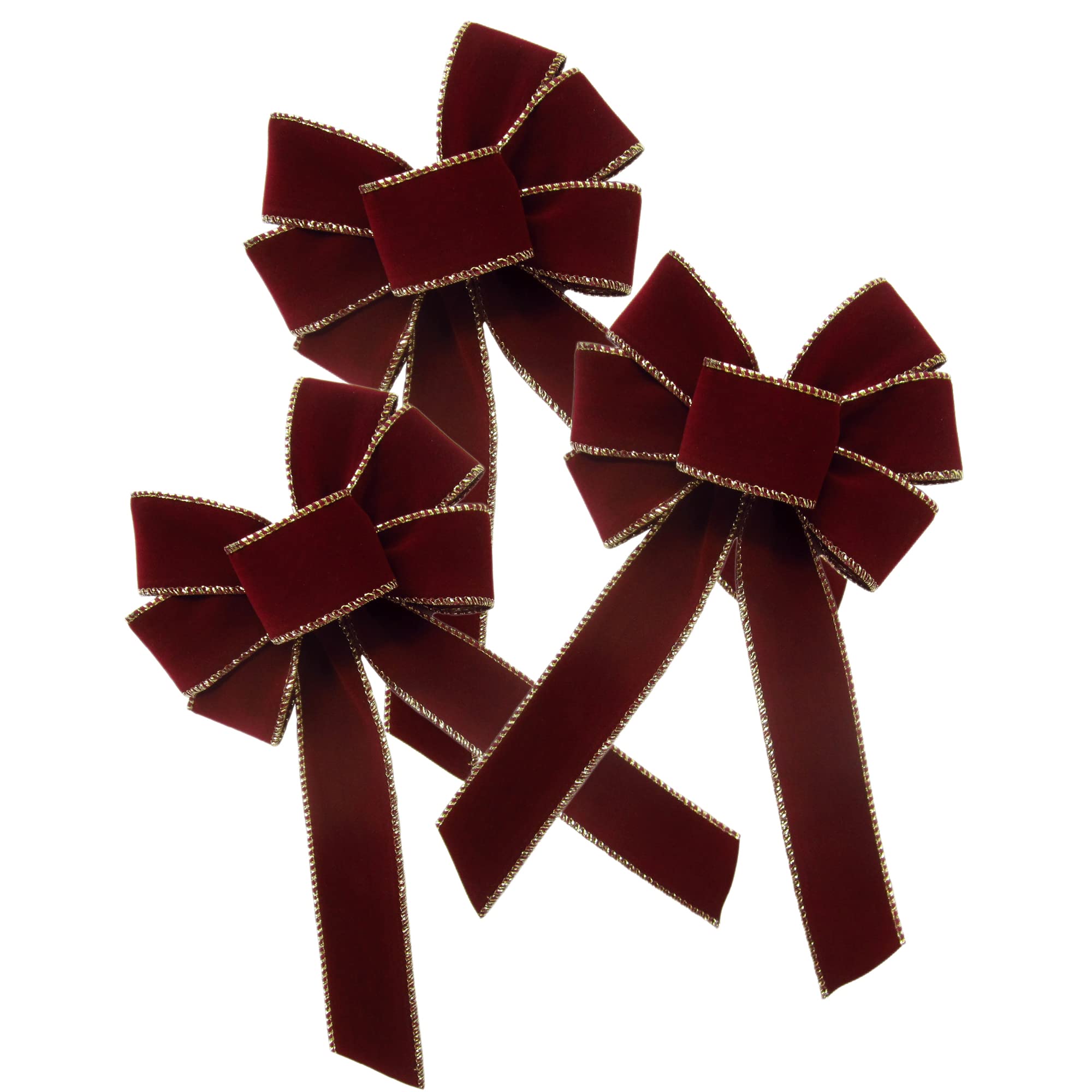 Alpine Holiday Bows 5in Burgundy Velvet Wreath Bows 3 Pack