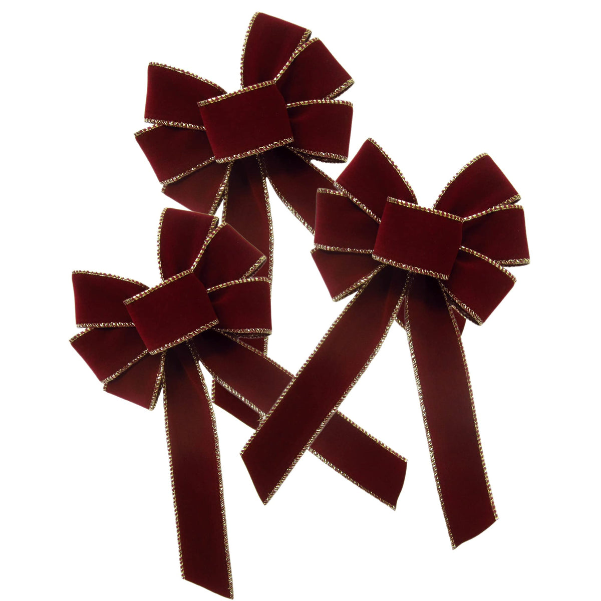 Alpine Holiday Bows 5in Burgundy Velvet Wreath Bows 3 Pack