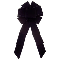8 inch wired velvet bow with two back wires ready for attachment