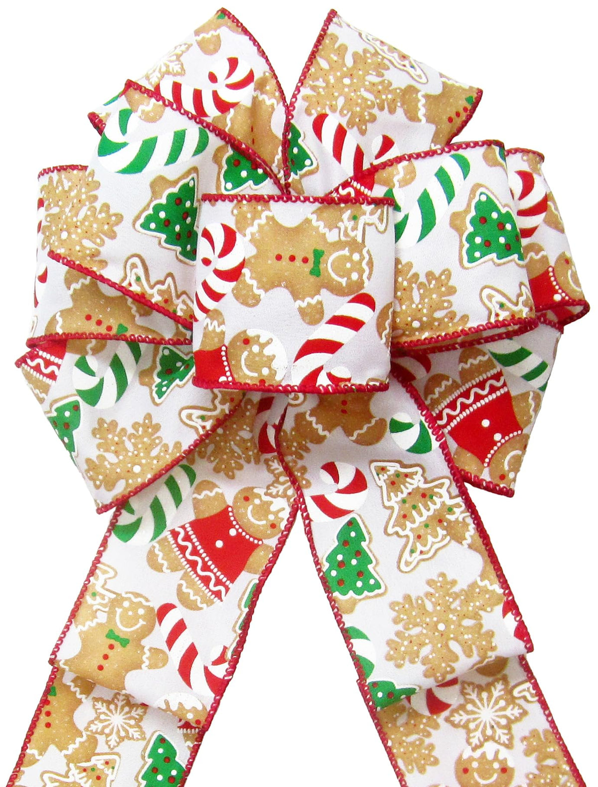 Alpine Holiday Bows gingerbread cookies ivory bows 8in for wreaths