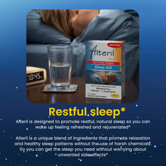 Alteril 60ct sleep aid packaging with accessories