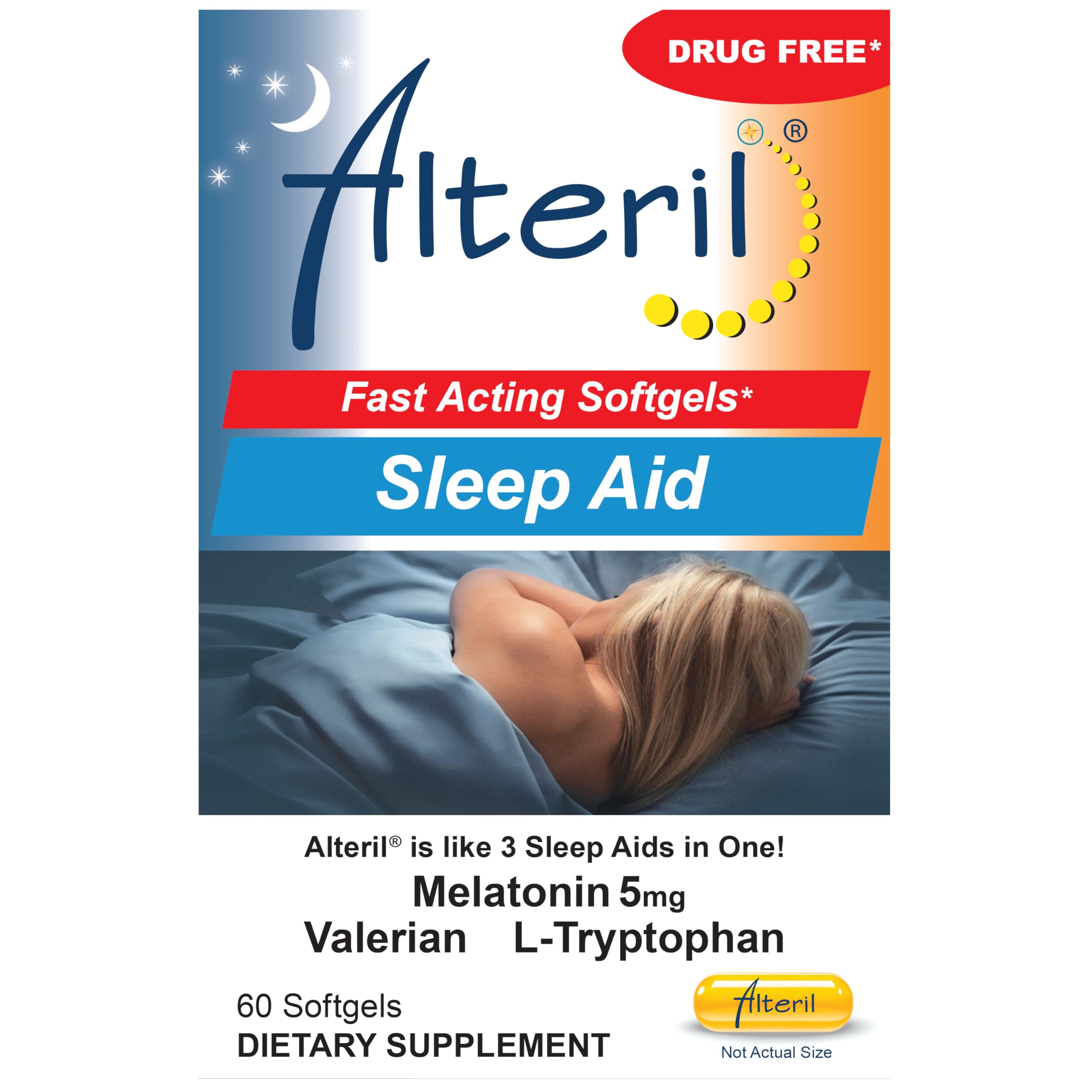 Alteril Natural Sleep Aid Soft Gel 60ct bottle
