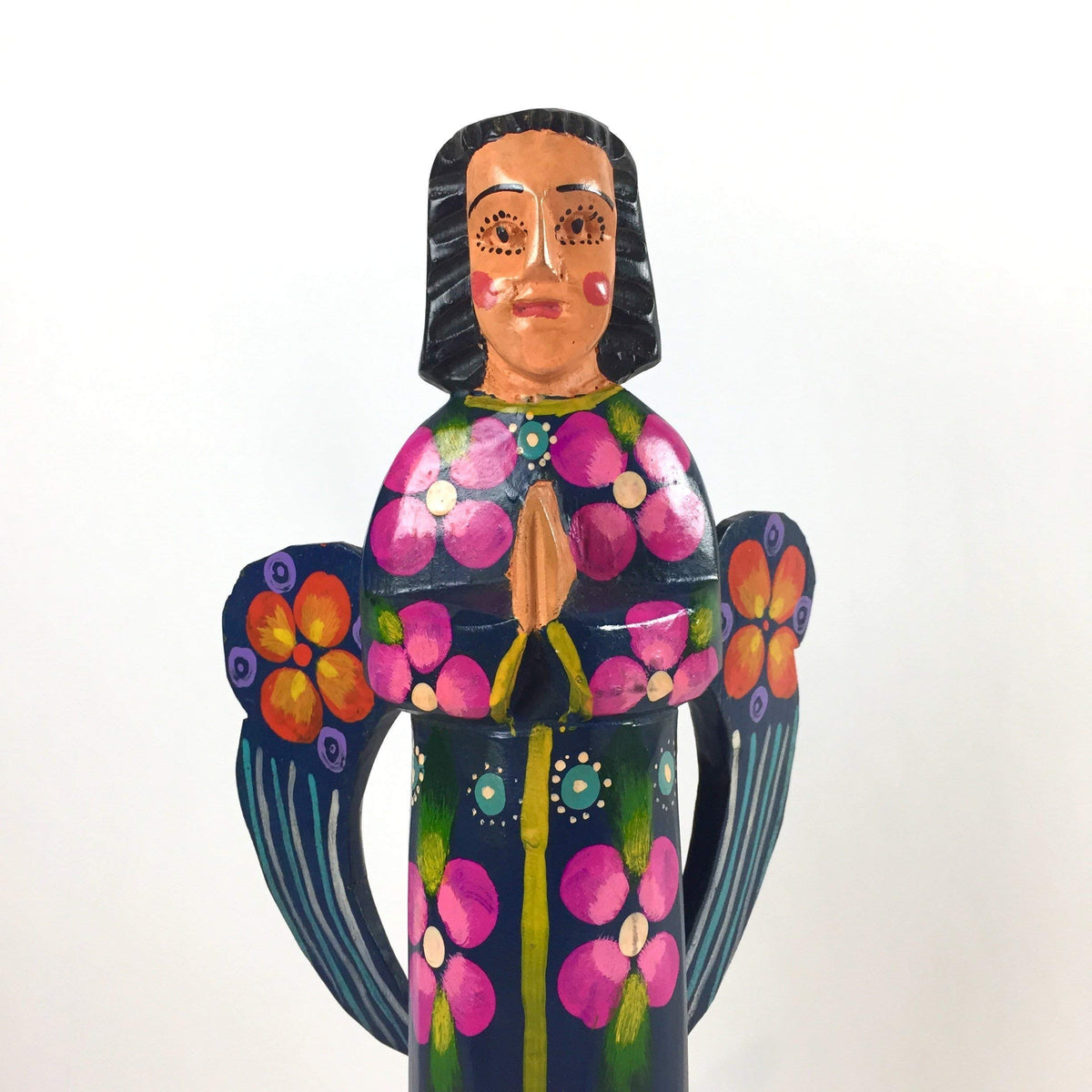 Altiplano Outdoor Angel Statue 15 inch tall hand carved wooden sculpture Guatemala