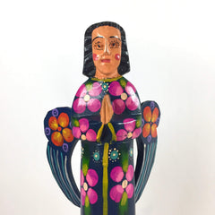 Altiplano Outdoor Angel Statue 15 inch tall hand carved wooden sculpture Guatemala