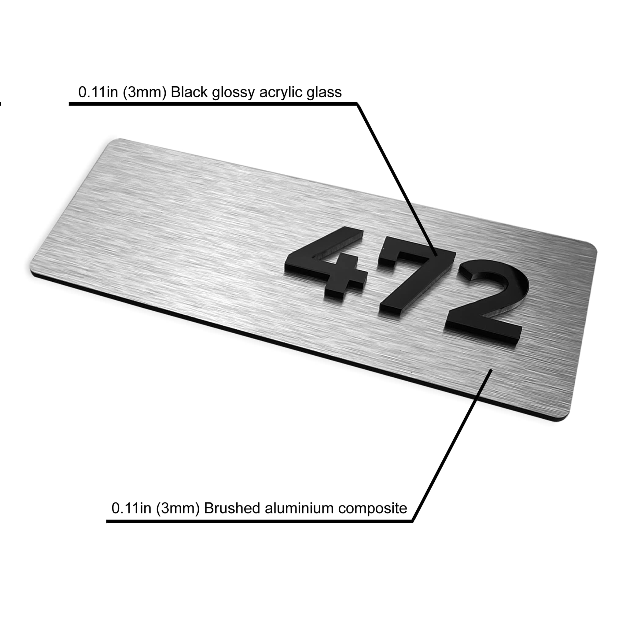Unit identification signage aluminum composite black acrylic