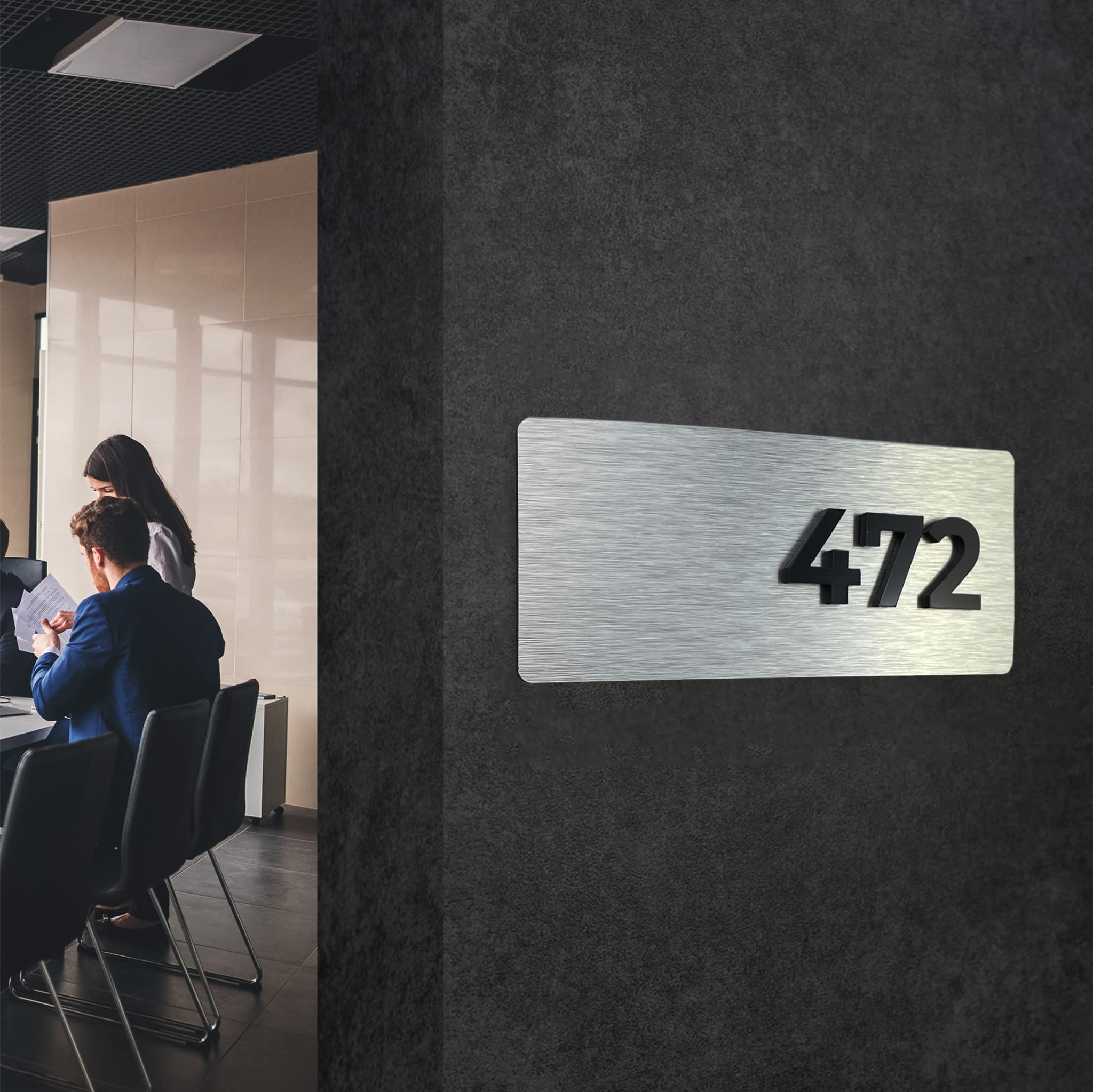 Hotel suite sign for doors with modern aluminum plaque