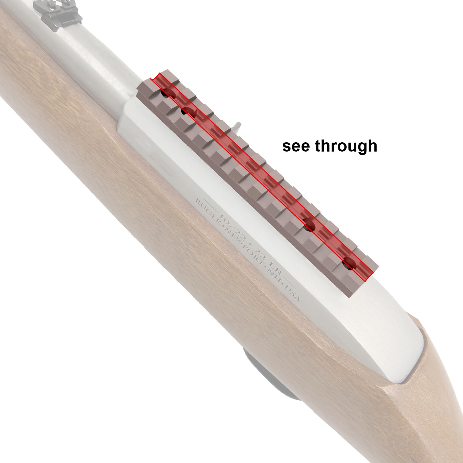 4.65 inch long Ruger 10/22 rail mount for optics