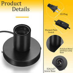 E26 E27 compatible lamp base with switch and plug