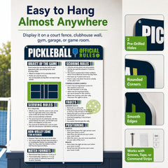 Indoor outdoor pickleball sign with two pre drilled holes