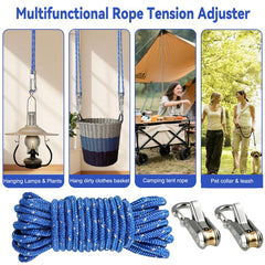 Tent guy lines and tarps rope tightening tool in blue
