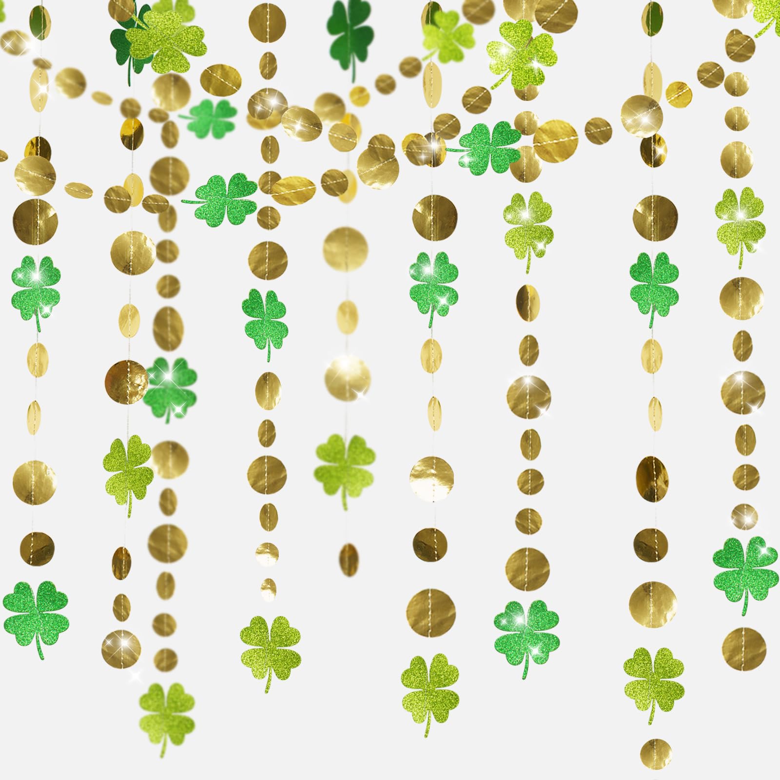 Alynta 52ft shamrock garlands four packs display on wall