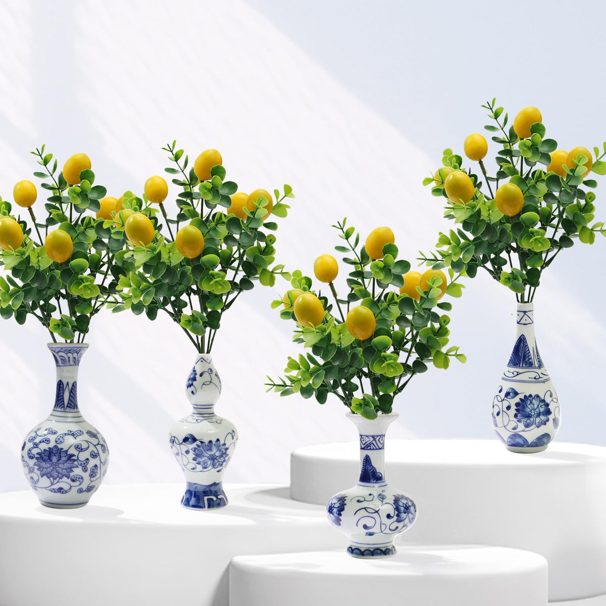 amalfi coast party decorations with porcelain blue and white vases