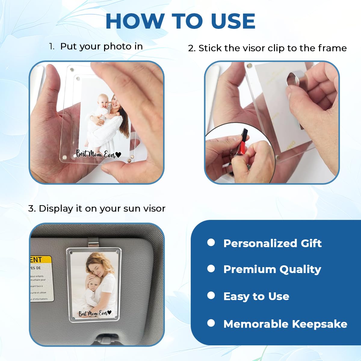 Magnetic acrylic photo holder for car visor by AMAQUANG