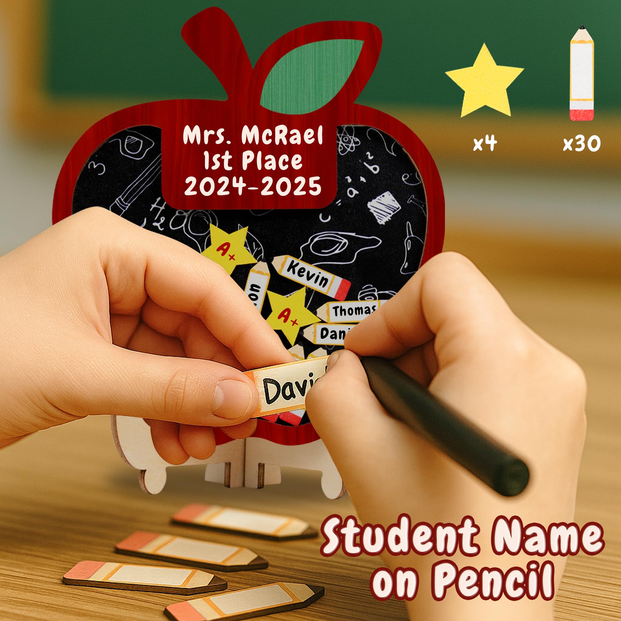 Preschool kindergarten gift concept featuring apple magnet