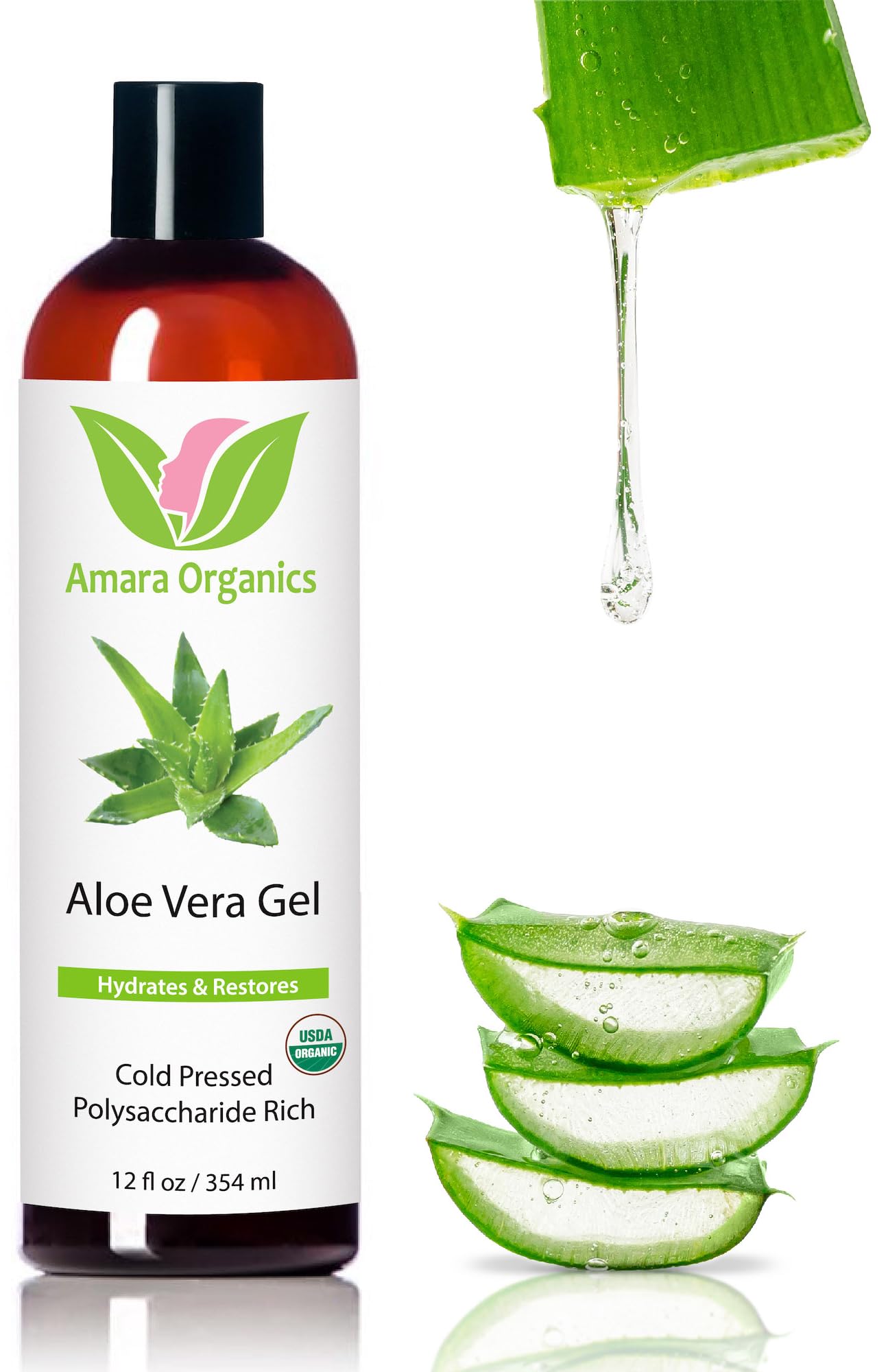 Amara Organic Aloe Vera Gel 12oz bottle packaging