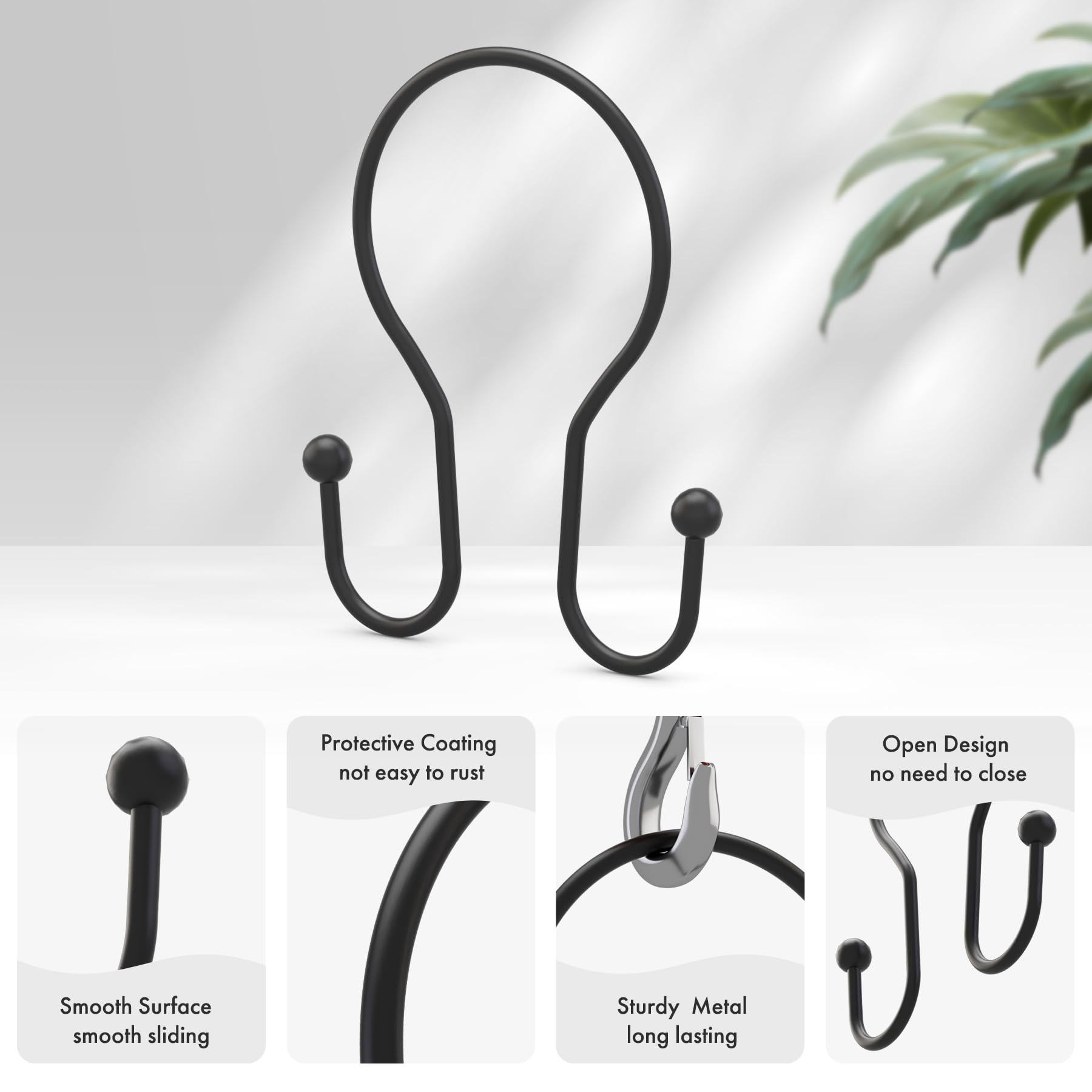 Double hook design for hanging curtain and liner