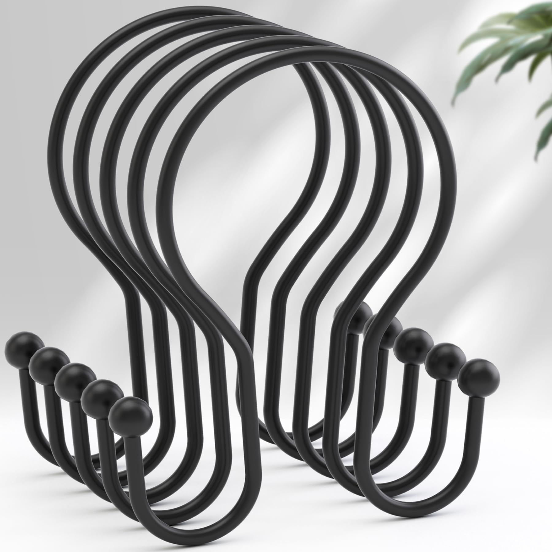 AmazerBath black shower curtain hooks 12 piece set