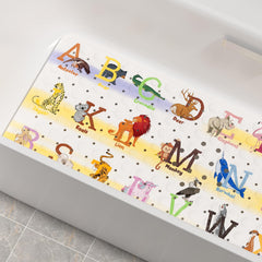 Cartoon alphabets animals bath mat for tub