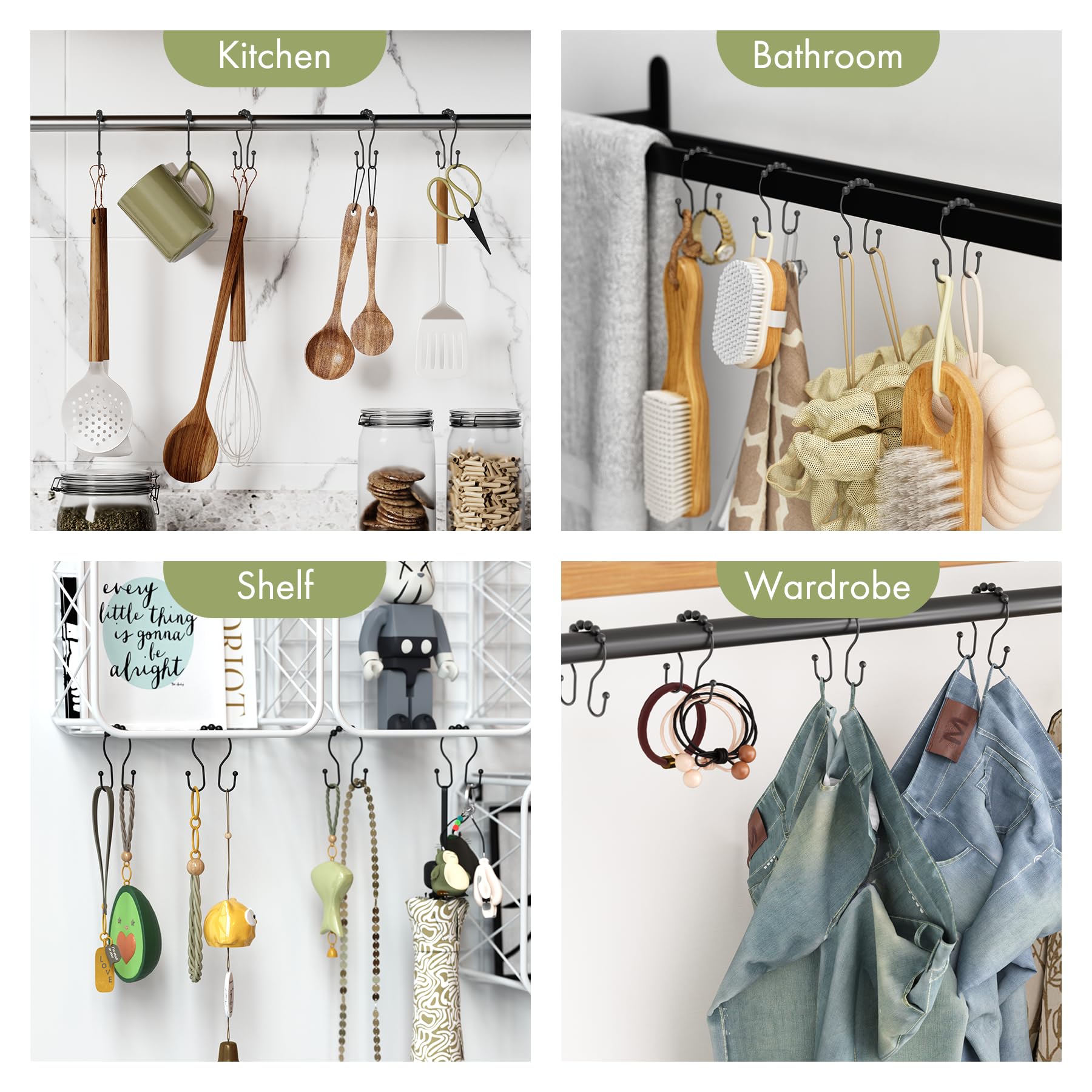 AmazerBath curtain hooks designed for liner and curtain