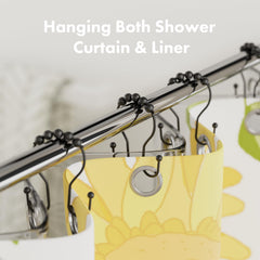 Black metal AmazerBath shower curtain hooks set