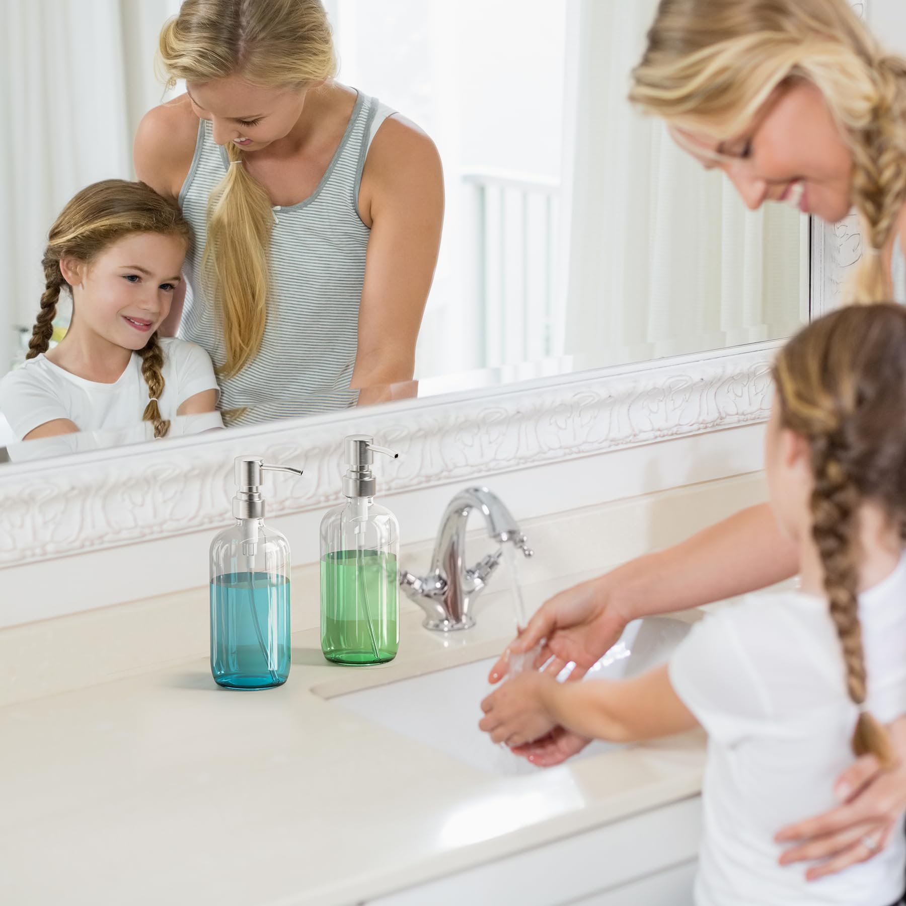 AmazerBath 2 pack glass dispensers ready for hand soap