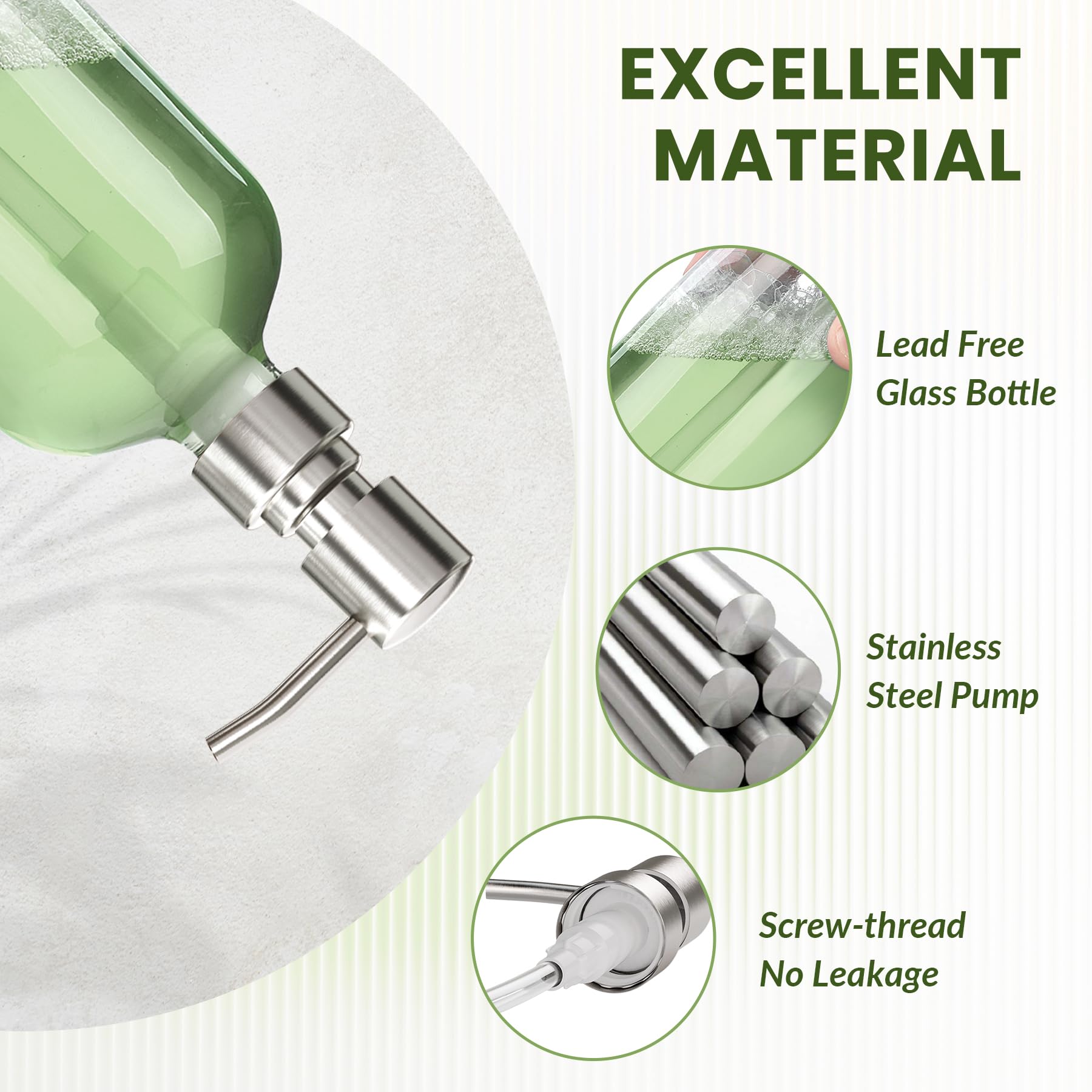 Clear glass 17oz soap dispenser for kitchen and bathroom