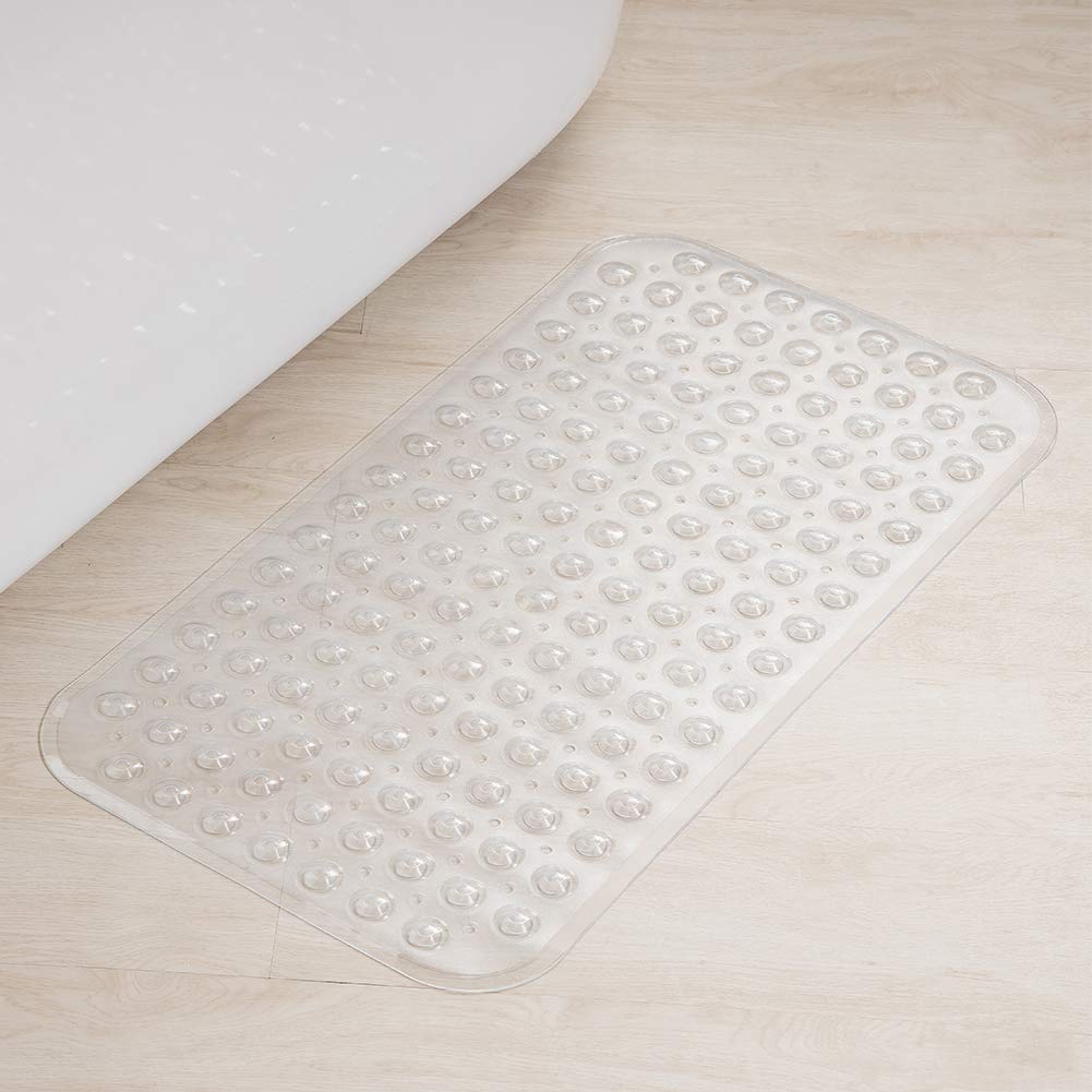 Machine washable bath tub mat in clear color for cleaning