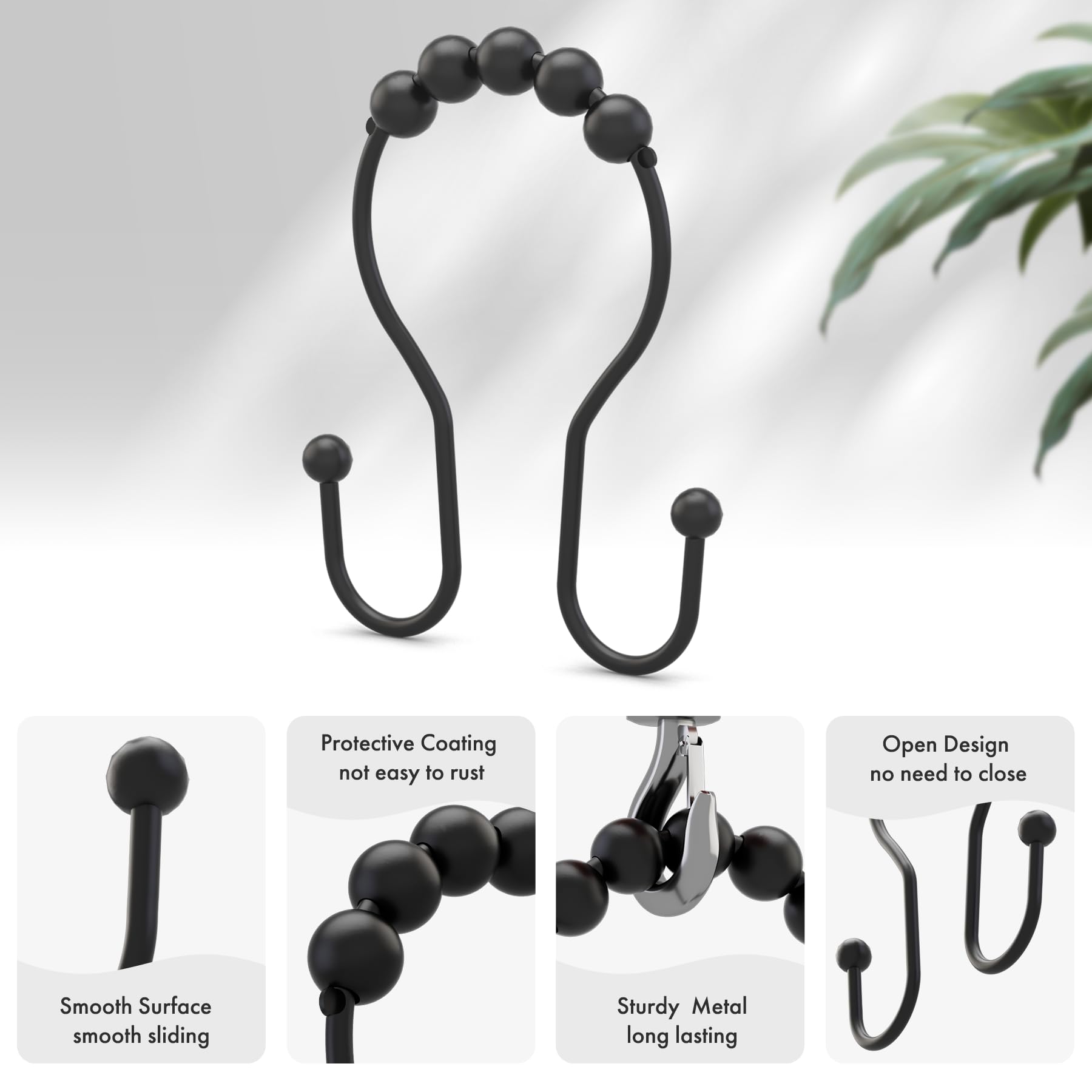 AmazerBath double shower curtain hooks for hanging