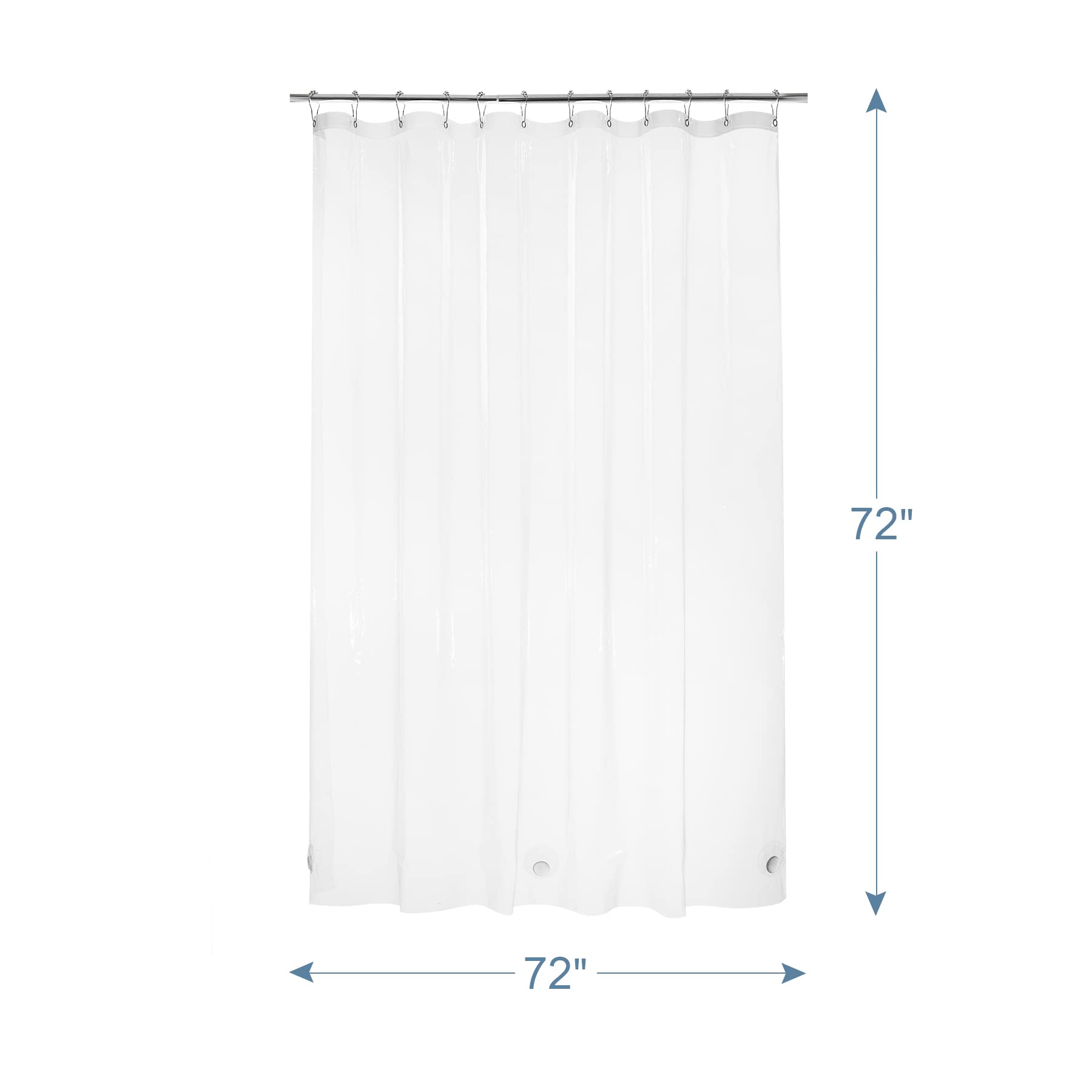 Protects decorative shower curtains from dirt and discoloration