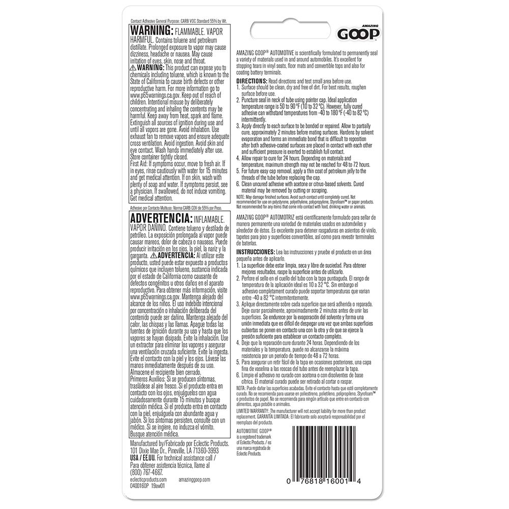 Amazing Goop Automotive Adhesive 3.7 oz container for automotive use
