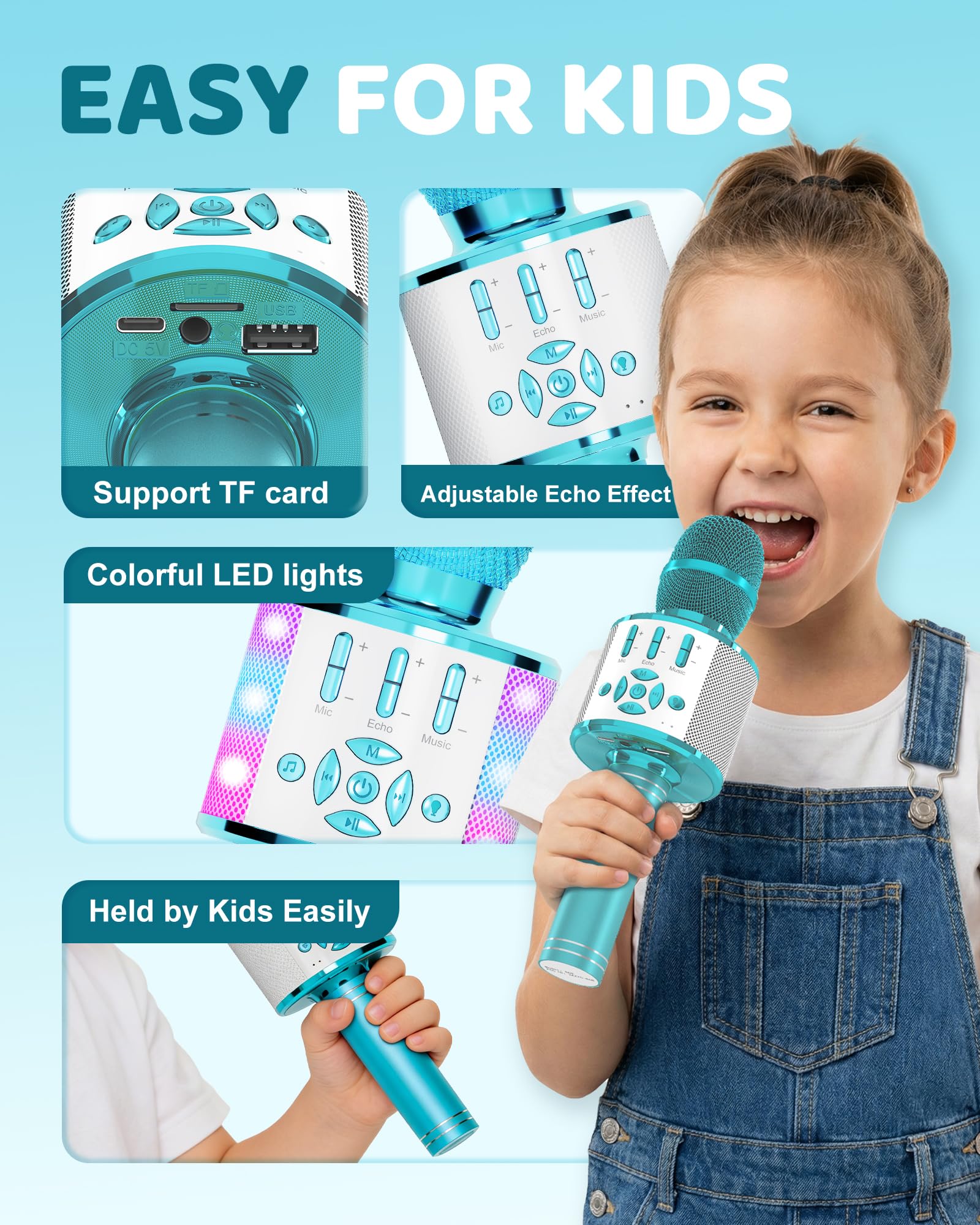 Karaoke microphone toy for ages 3 to 12 years
