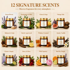 Amber glass jar with gold lid from Scented Candles Set