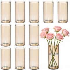 Amber glass cylinder vases for centerpieces