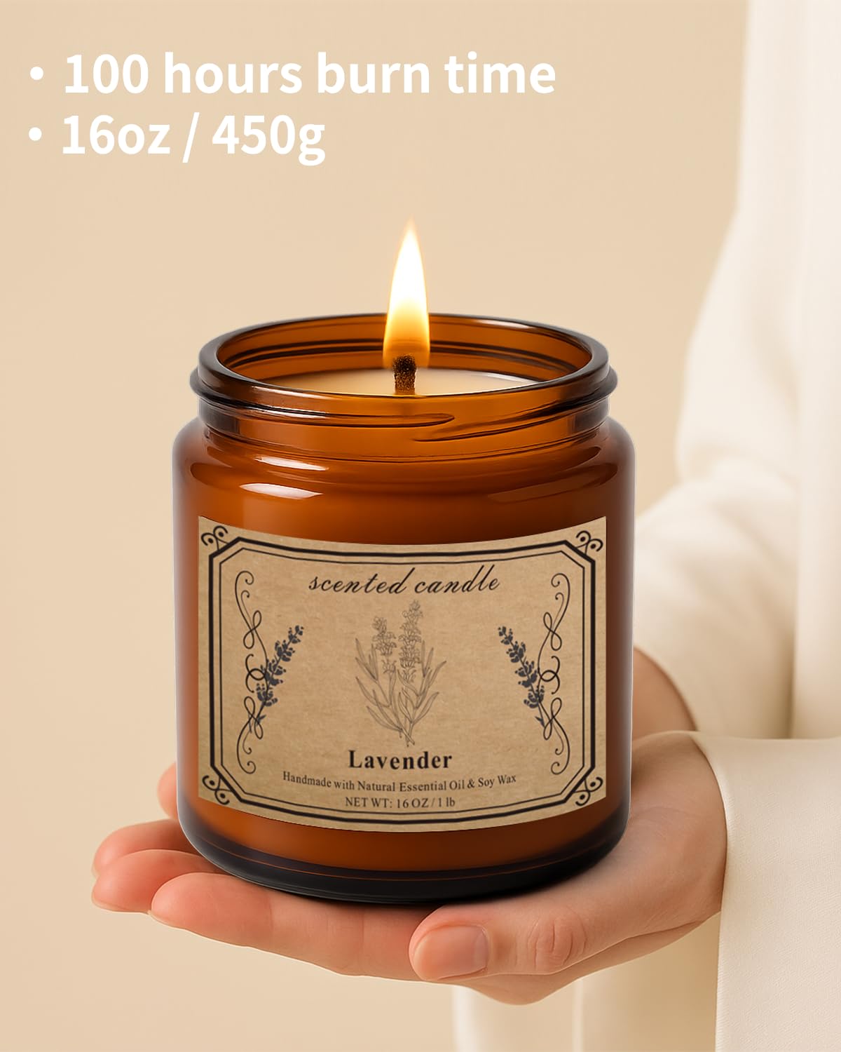 Rustic kraft gift box packaging for lavender candle