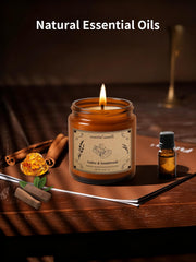 Amber glass jar soy wax candle with gold lid 16oz