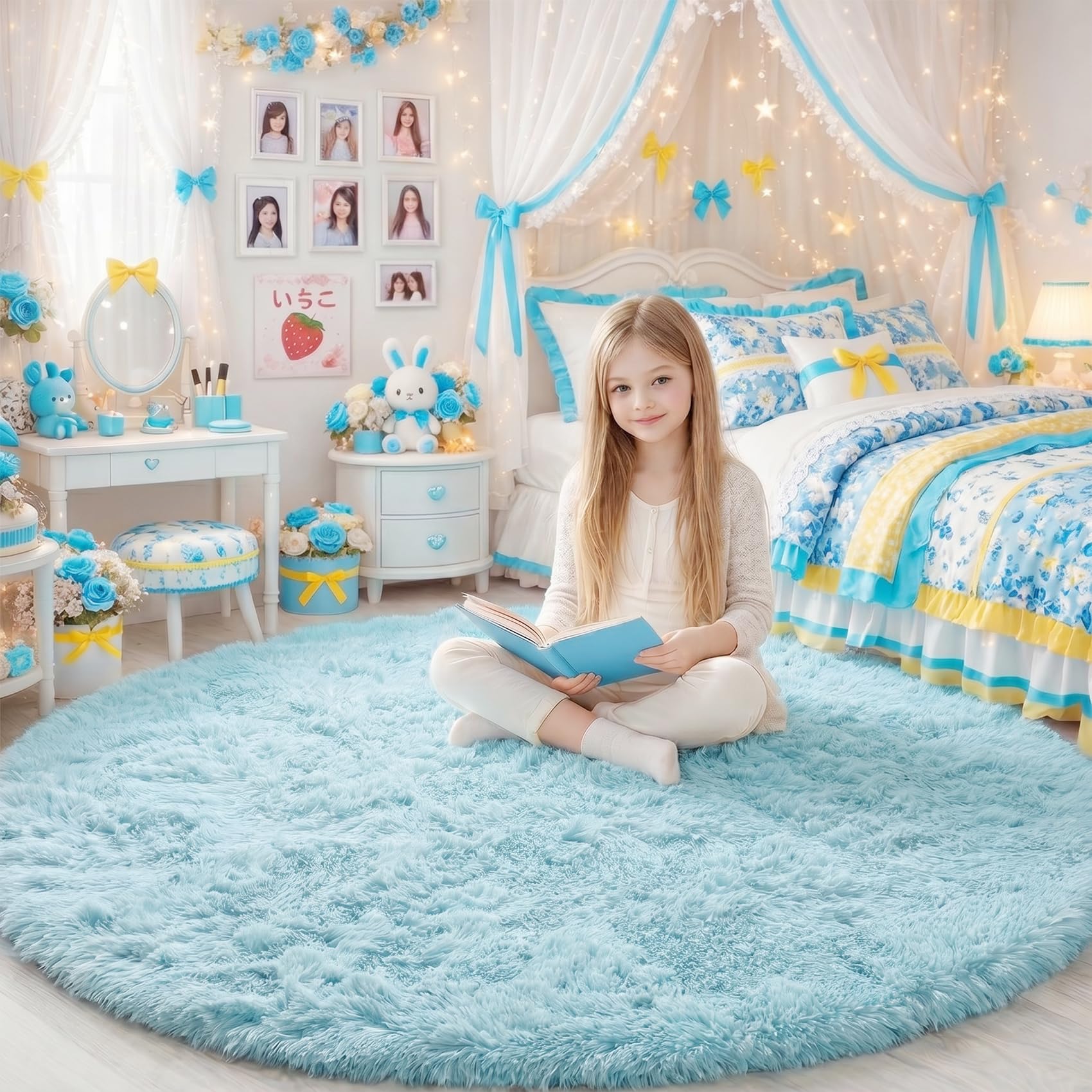 4ft round rug for bedroom living room nursery playroom