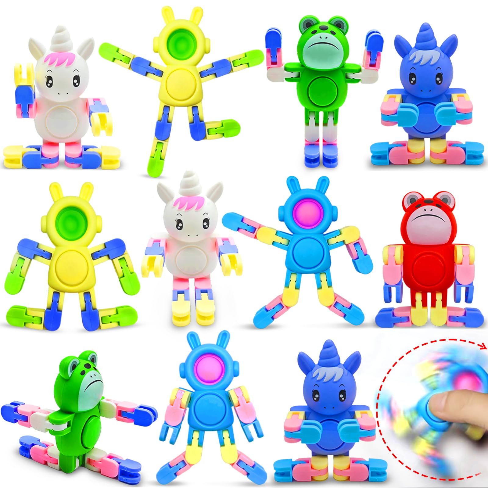 AMENON 12 pack fidget spinners animal designs bunny frog unicorn
