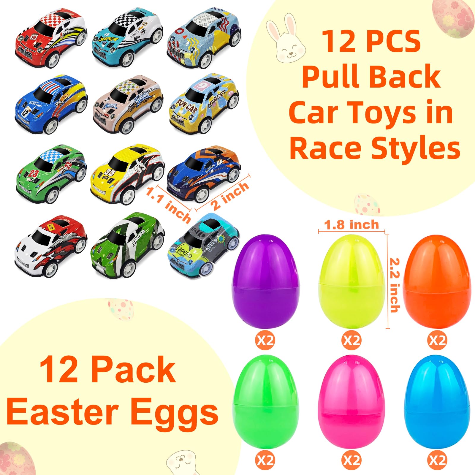 Assorted pink blue yellow green orange purple Easter eggs