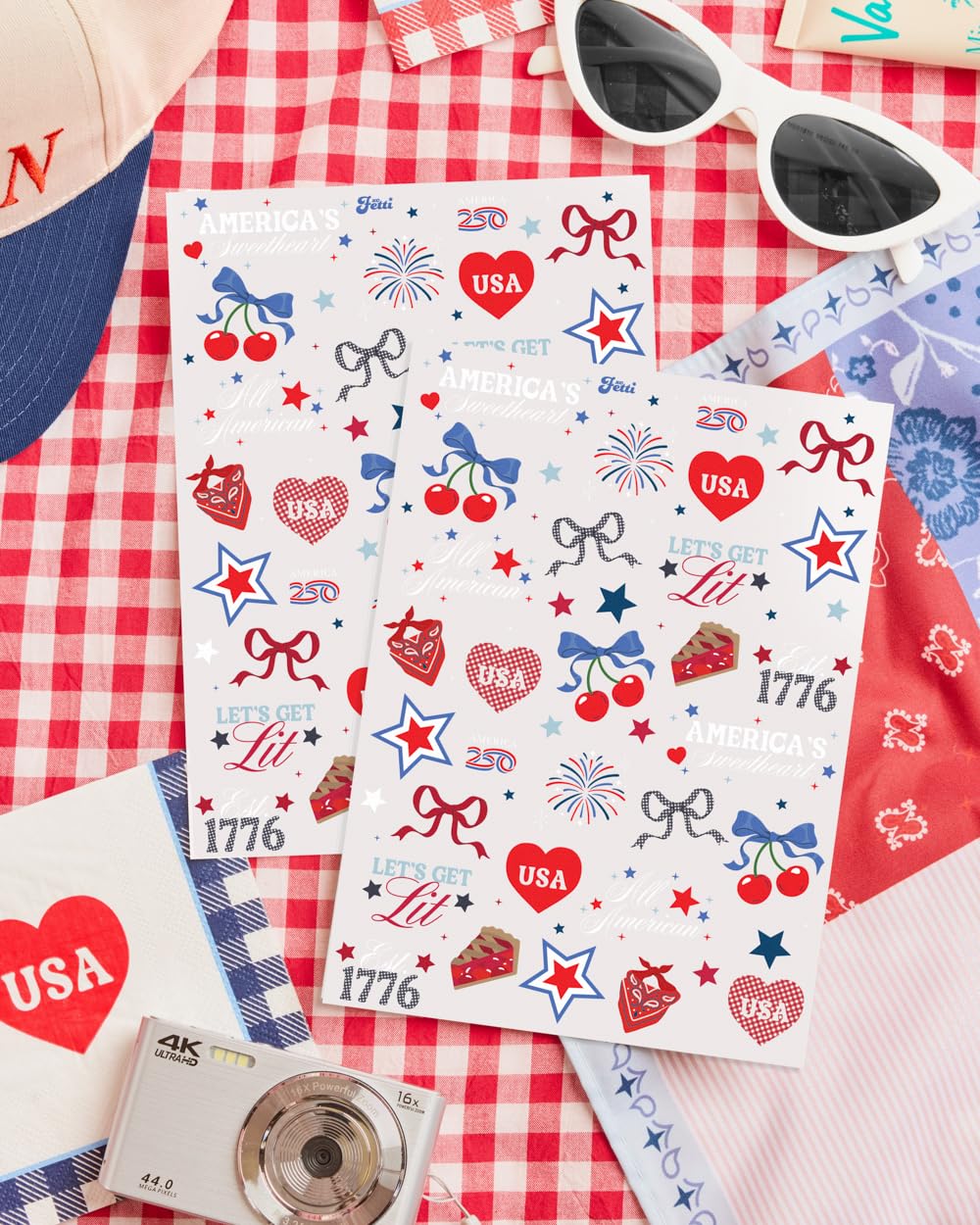 America 250 Tattoos red white blue two sheets included