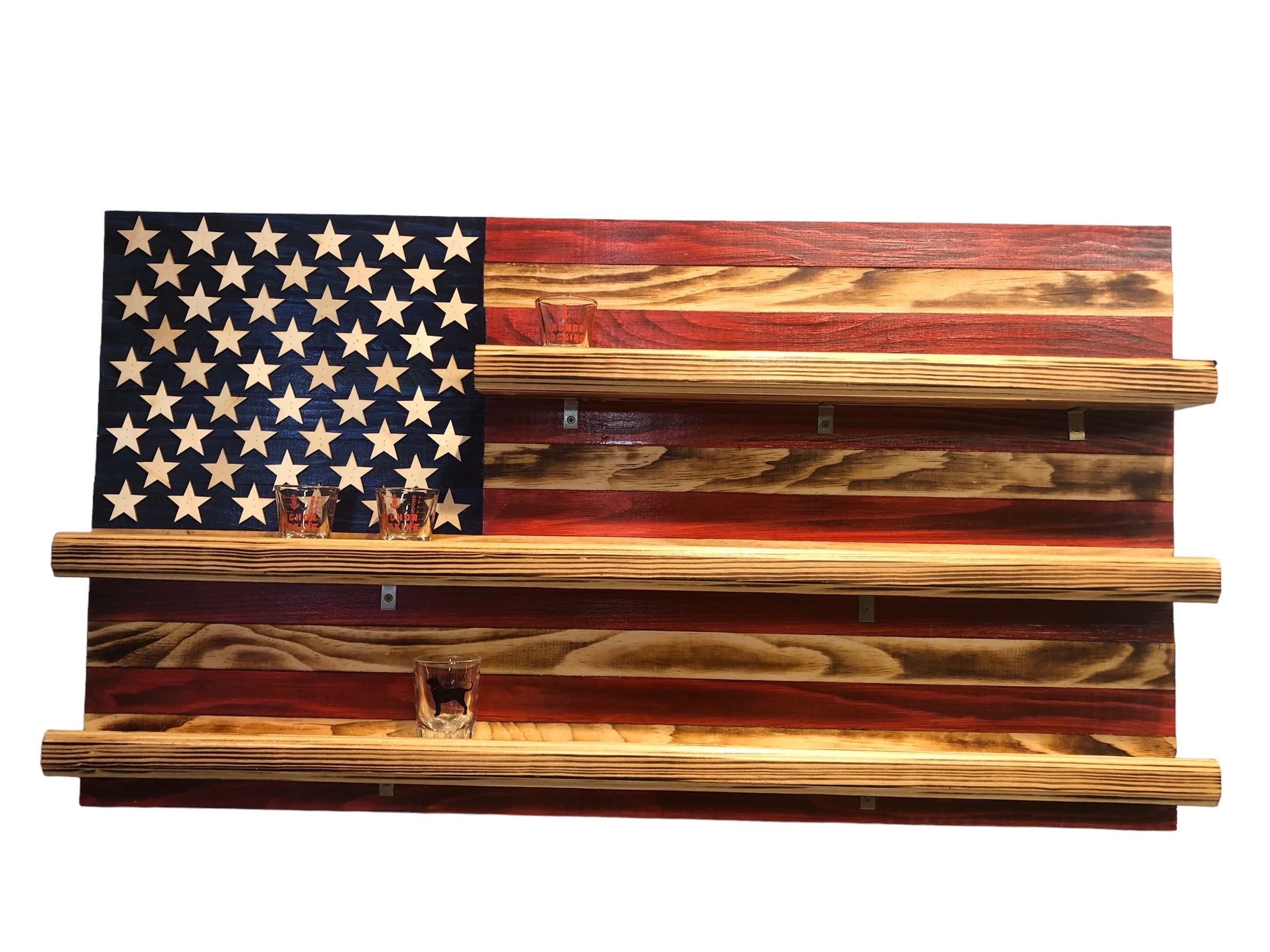 America Flag Shot Glass Holder wooden American flag display