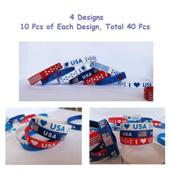 American Flag Silicone Bracelet four design pack