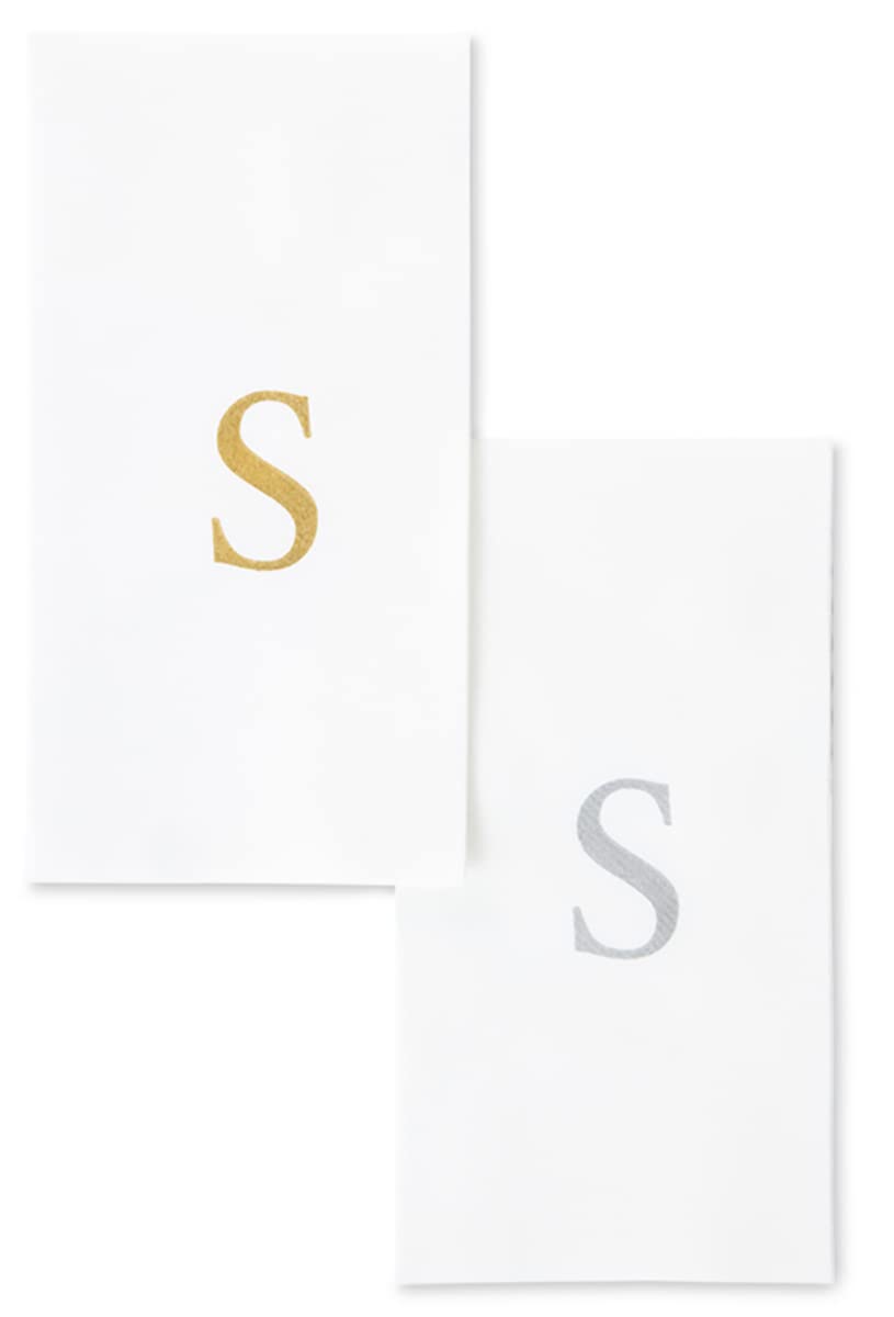 AMERICAN HOMESTEAD disposable hand towels with silver monogram napkins