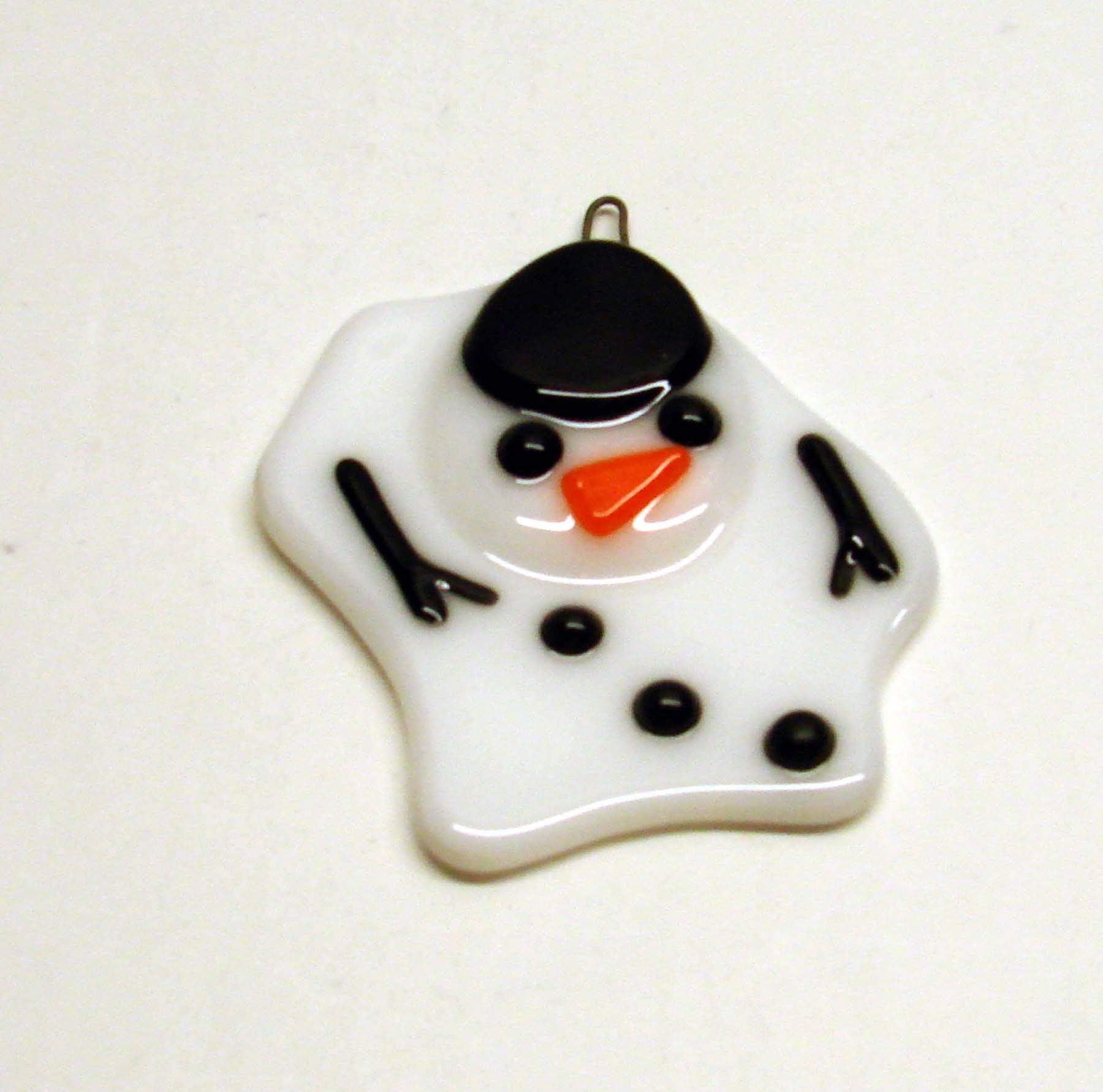 American-made snowman ornament by woman owned small business 3x2.25 inches