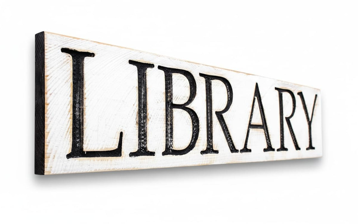 Americana Signs LIBRARY Sign on a 40x8 solid wood board