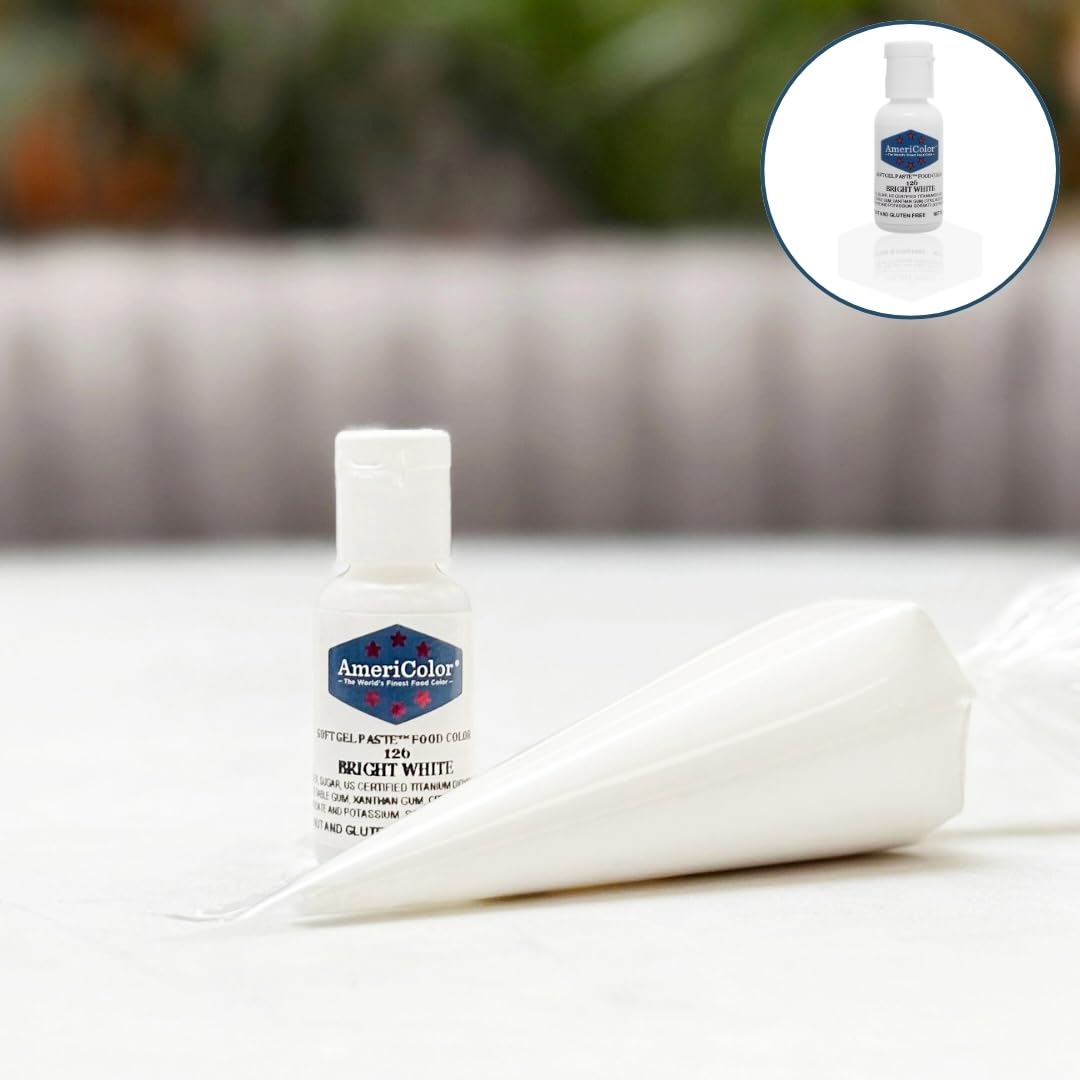 Bright White Soft Gel Paste color for icing and fondant AmeriColor