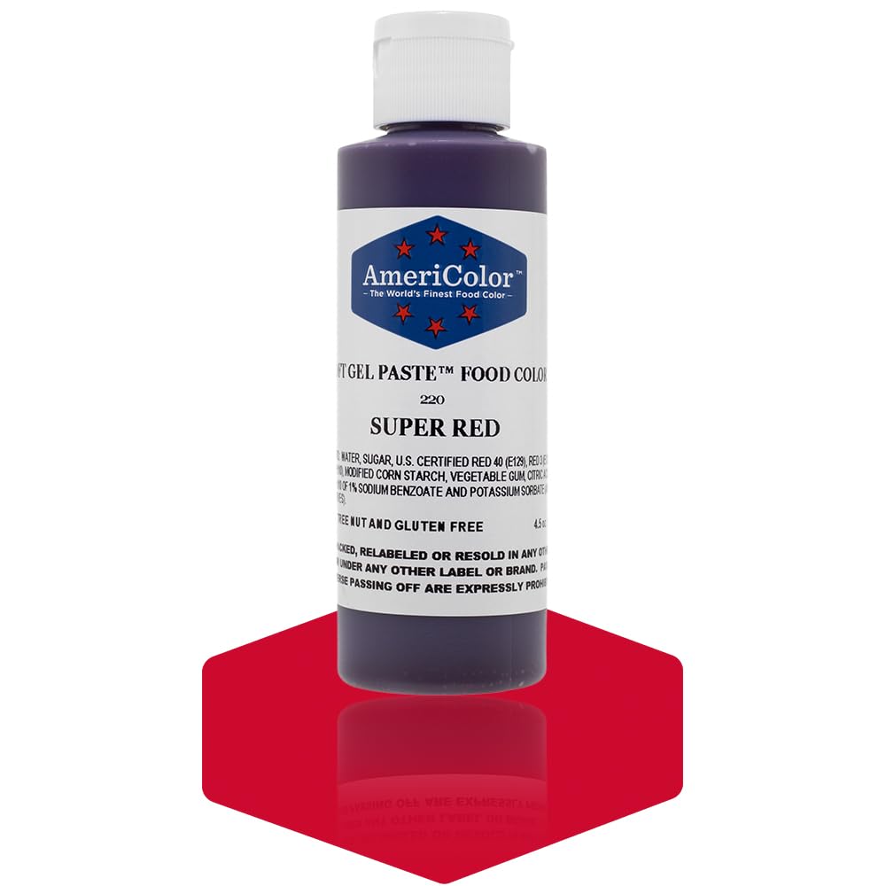 AmeriColor Soft Gel Paste Food Color Super Red 4.5-Ounce bottle