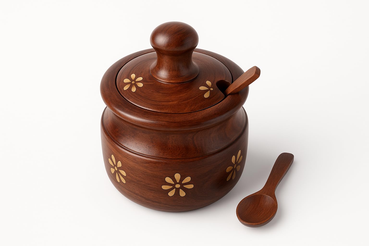 Food-safe natural wood spice container for herbs and condiments