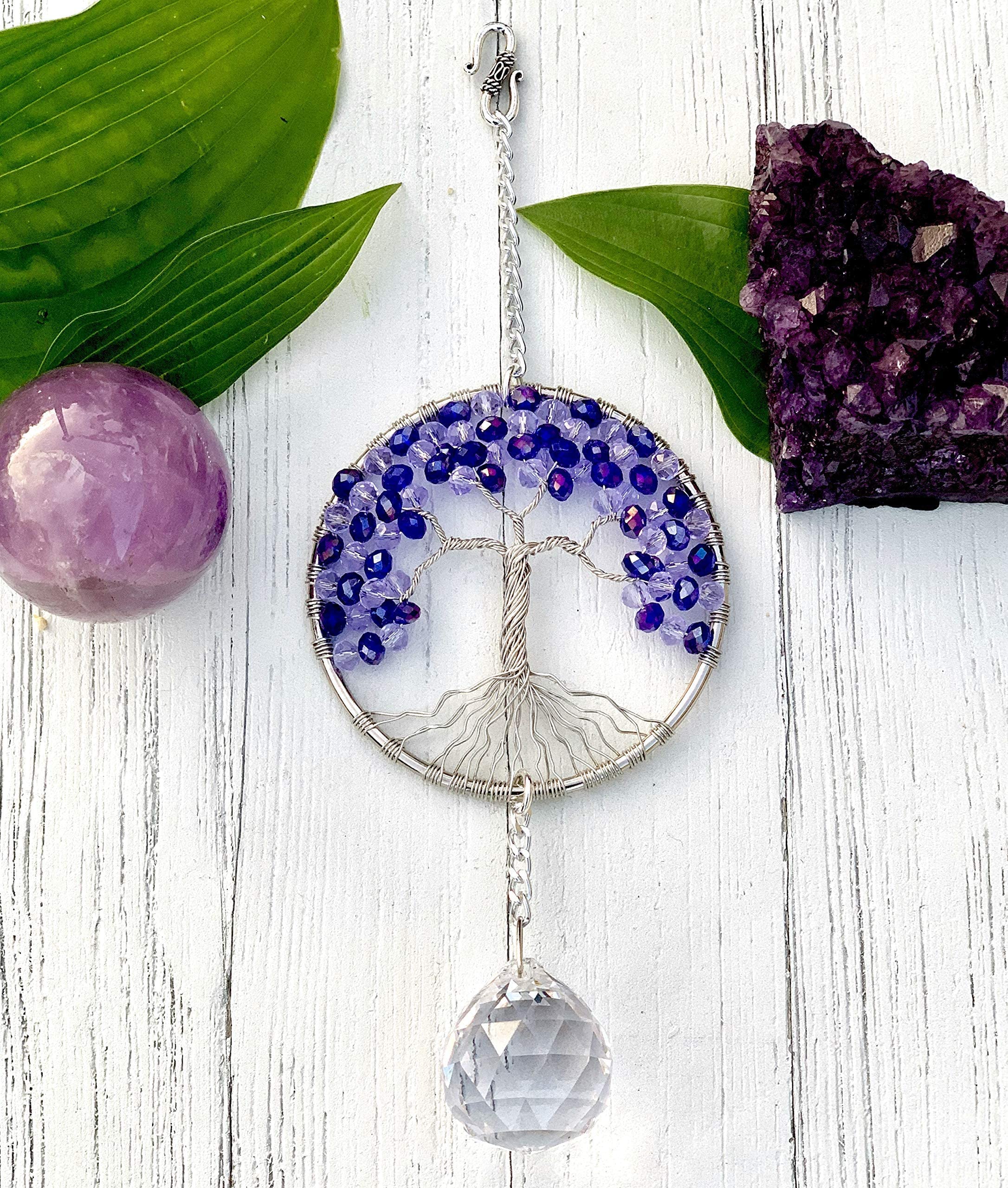 Handmade amethyst crystal sun catcher in a gift box