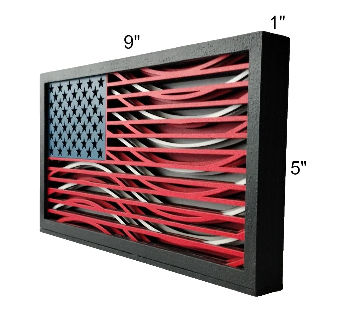 AMF2002 desktop flag laser-cut wood construction