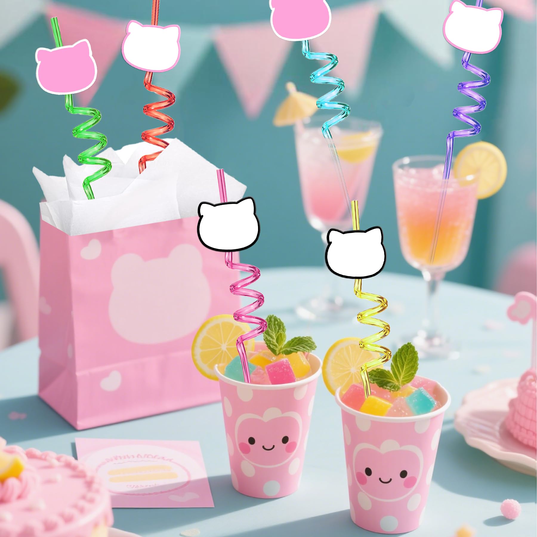 AMFZON 24 Kitty party straw red color design